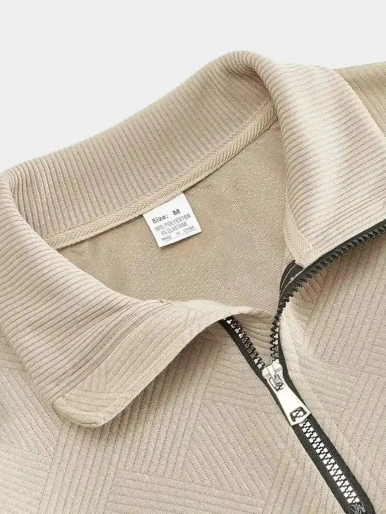 Suéter de Cuello Alto con Media Cremallera Esencial Henley - Cross & Crown