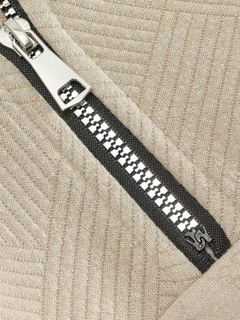Suéter de Cuello Alto con Media Cremallera Esencial Henley - Cross & Crown