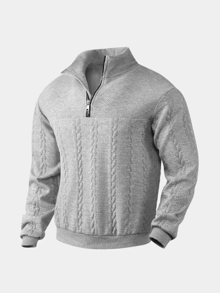 Suéter de Cuello Alto con Media Cremallera Esencial Henley - Cross & Crown