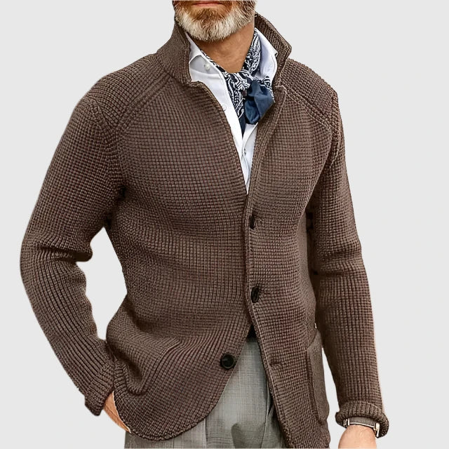 Cárdigan Hombre de Punto Cuello Alto con Botones
