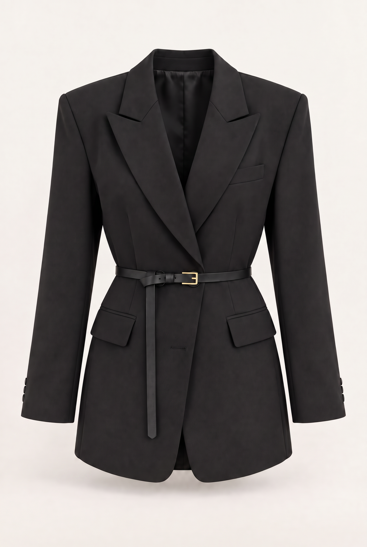 Blazer Mujer Negro con Cinturón