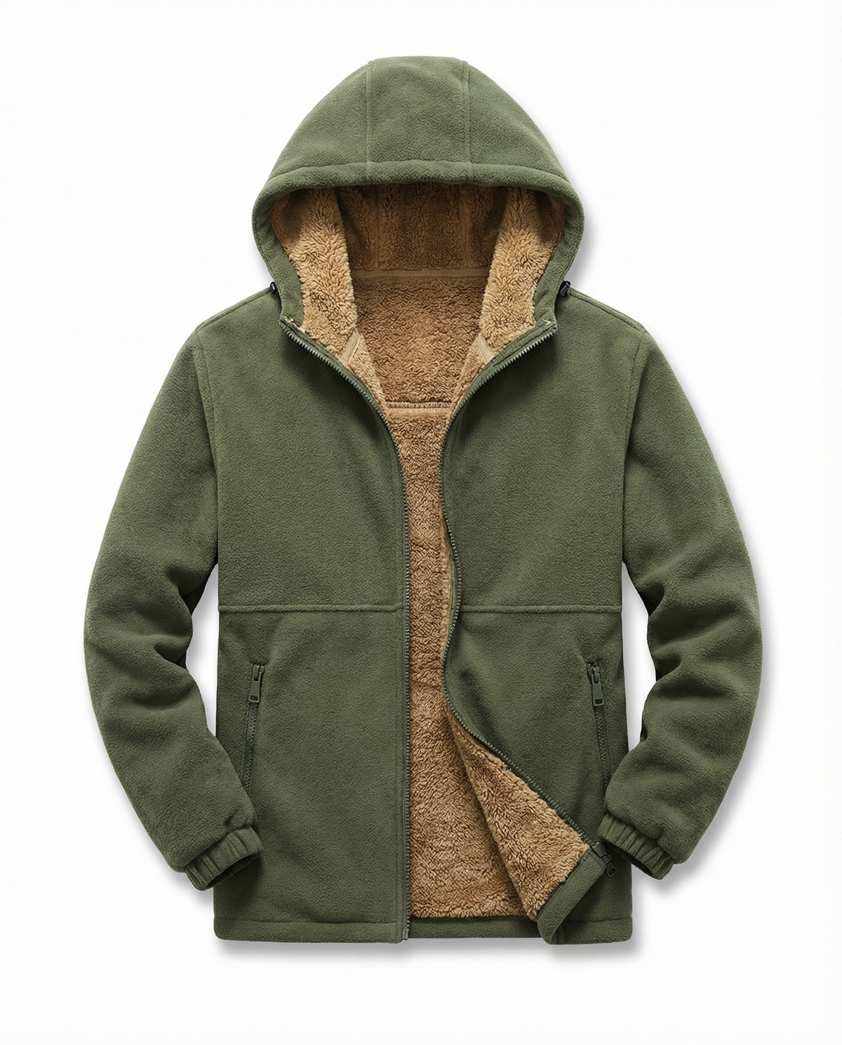 Sudadera Hombre de Lana con Forro Cálido y Cremallera
