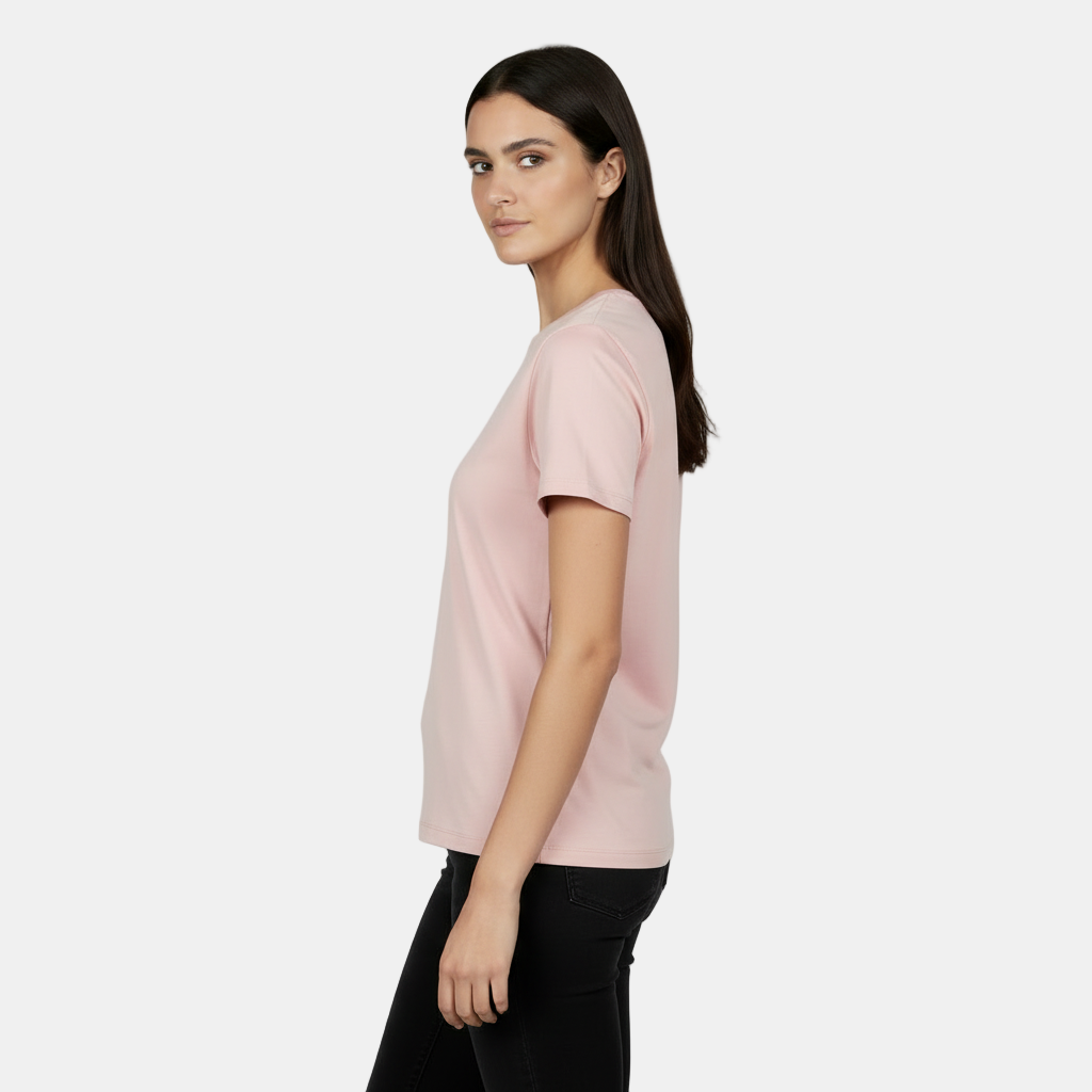 Camiseta Algodón Mujer Básica - Corte Holgado y Manga Corta