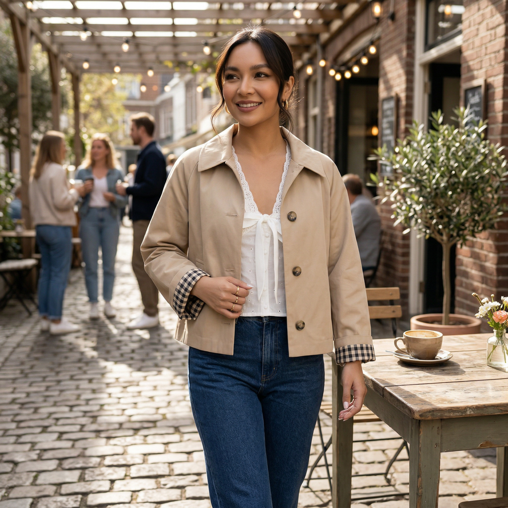 Chaqueta Beige Mujer Elegante