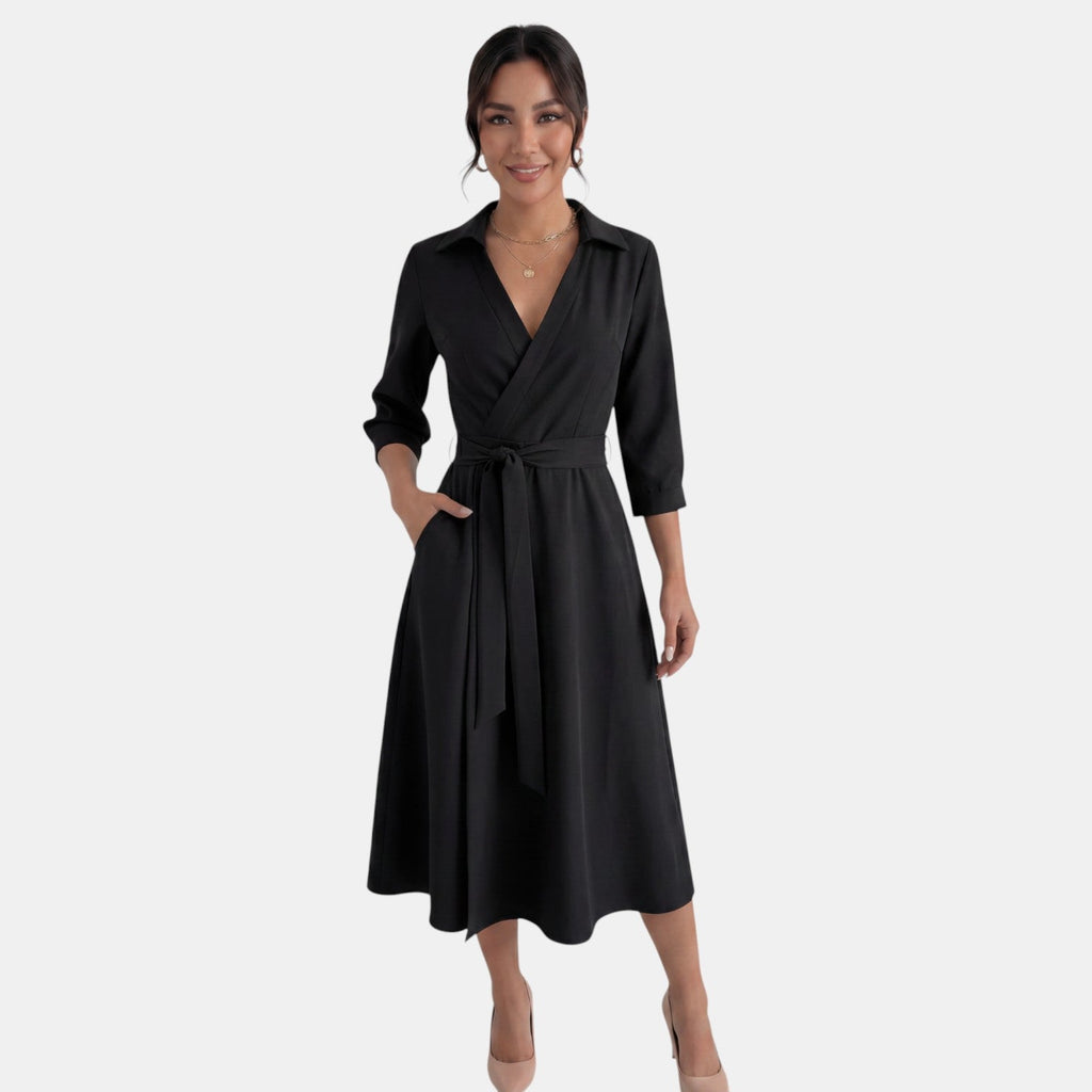 Vestido Midi Mujer Escote V Profundo