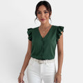 Camisa Mujer Volantes Botones Frontales