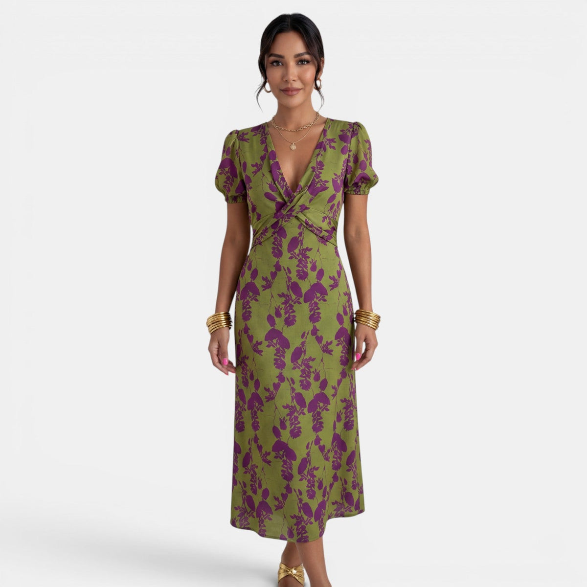Vestido Largo Verano Mujer Floral Cuello V
