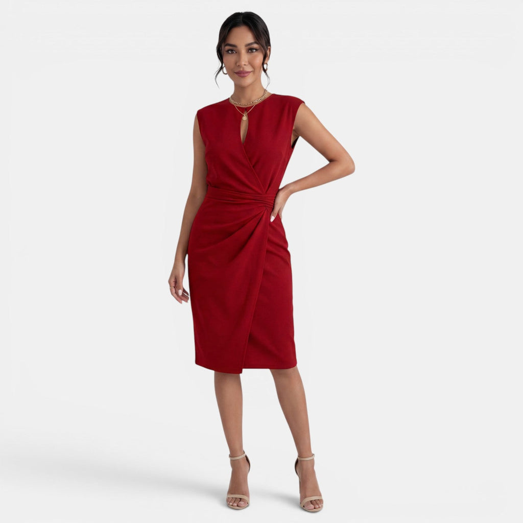 Vestido Midi Mujer Elegante Drapeado