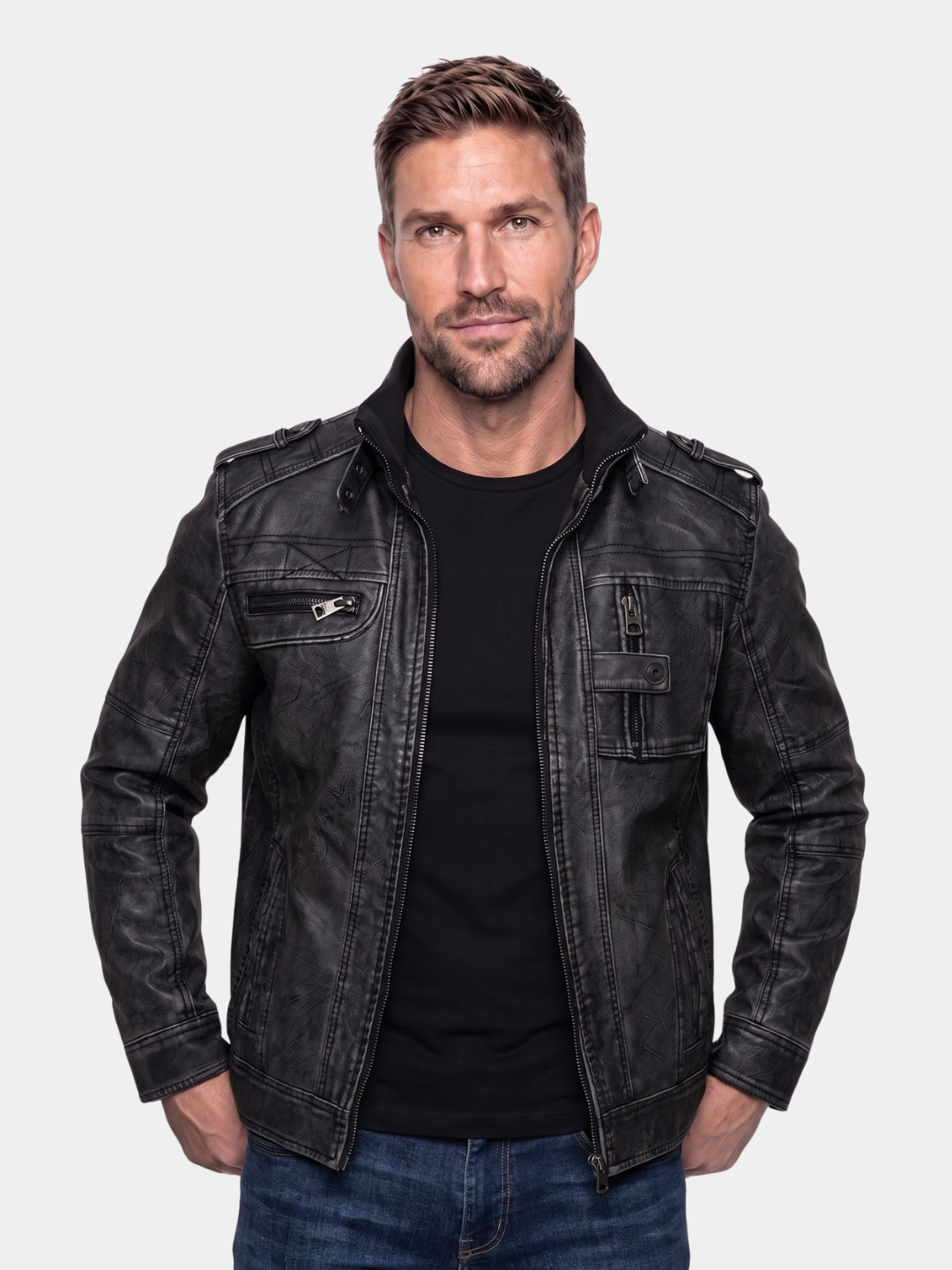 Chaqueta de Cuero Táctica Rogue – Cross & Crown