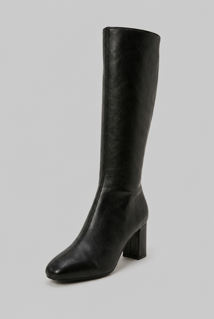 Botas Mujer Altas de Piel Lisas Tacón Ancho