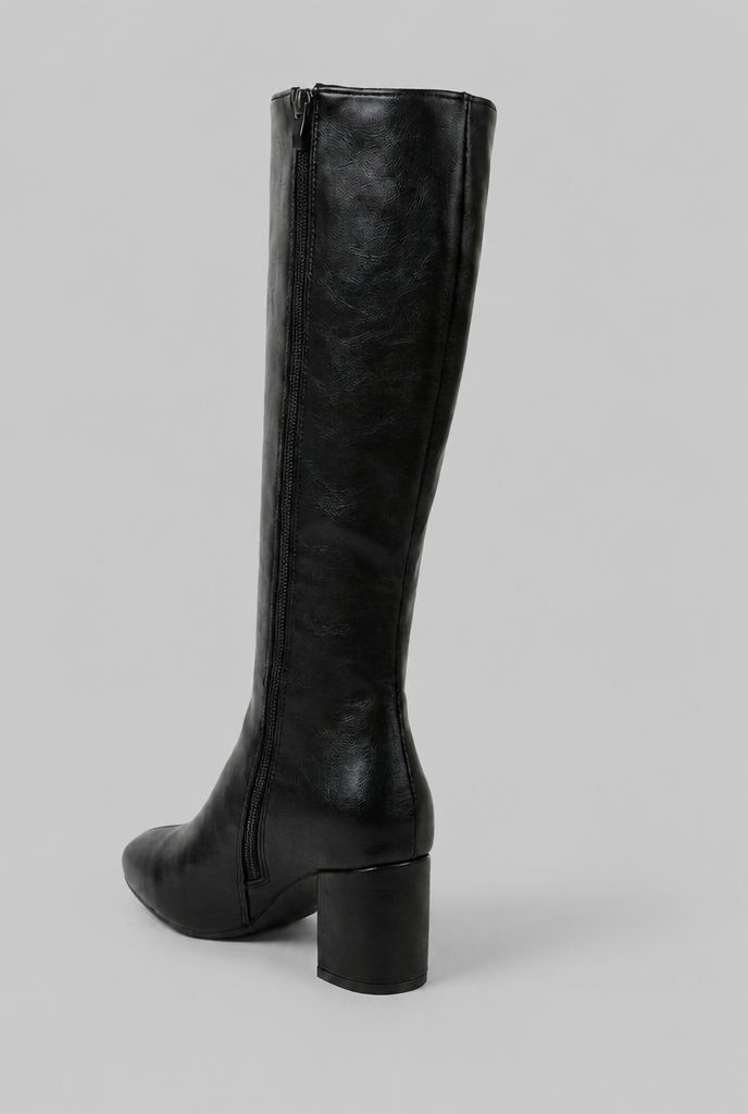 Botas Mujer Altas de Piel Lisas Tacón Ancho
