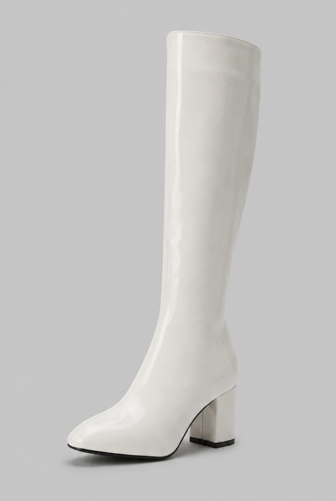 Botas Mujer Altas de Piel Lisas Tacón Ancho