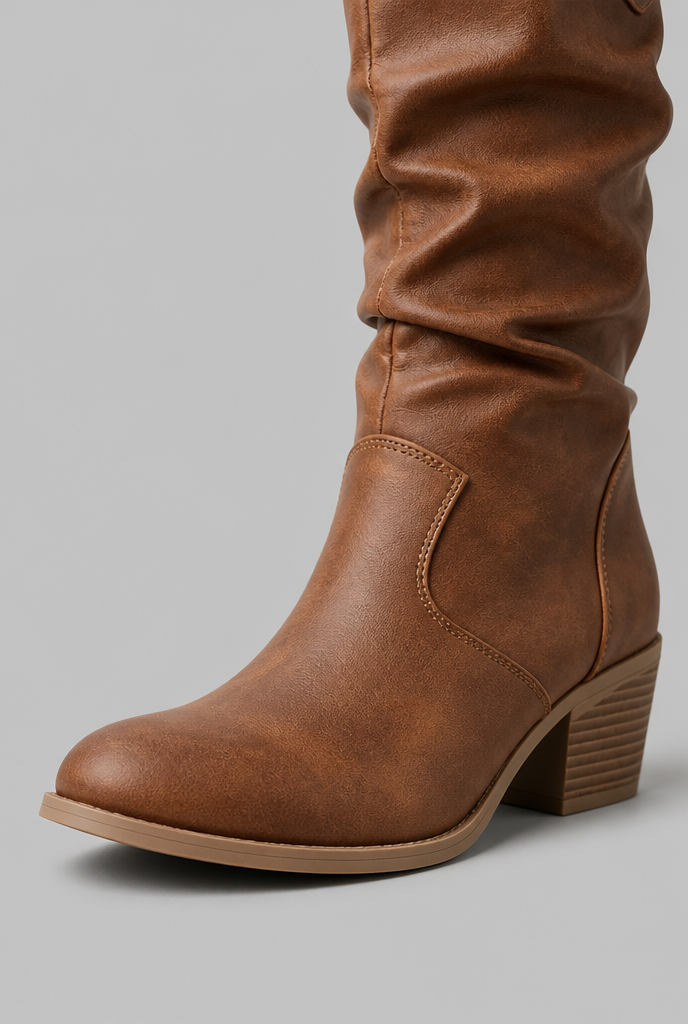 Botas Camperas Mujer Slouchy de Piel con Costuras Western