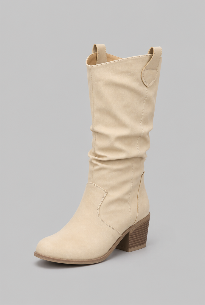 Botas Camperas Mujer Slouchy de Piel con Costuras Western