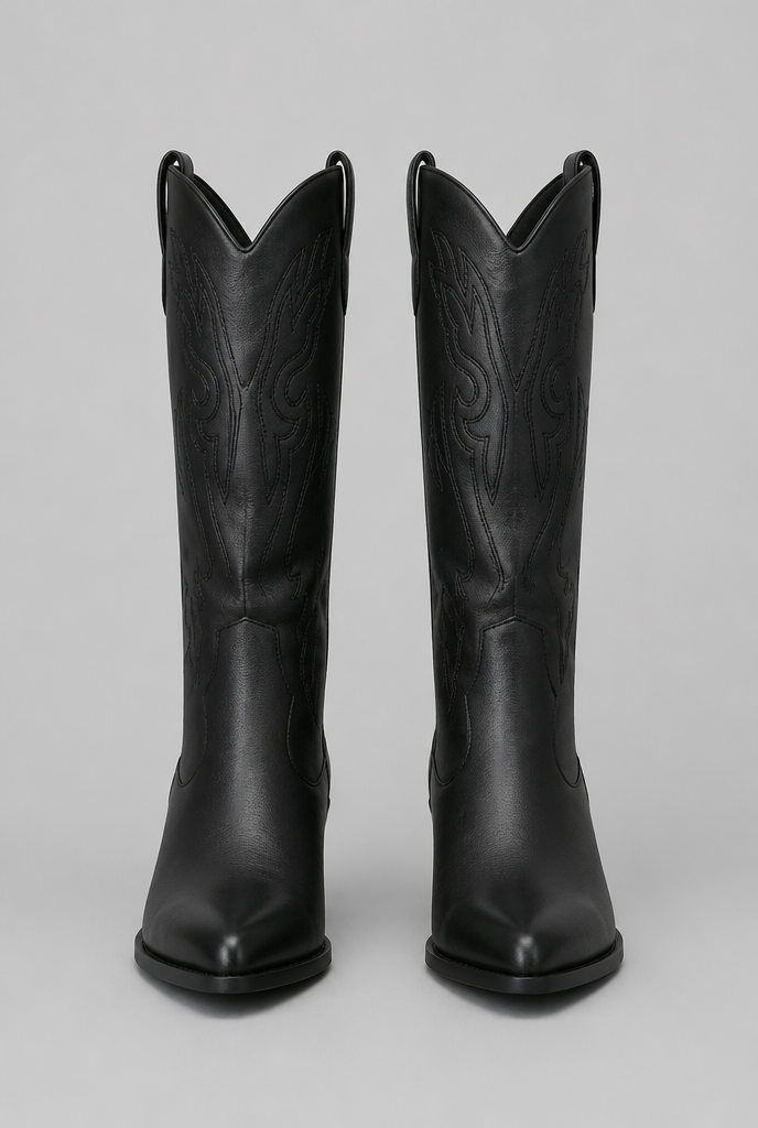 Botas Camperas Mujer Altas Bordado Integral Punta Fina