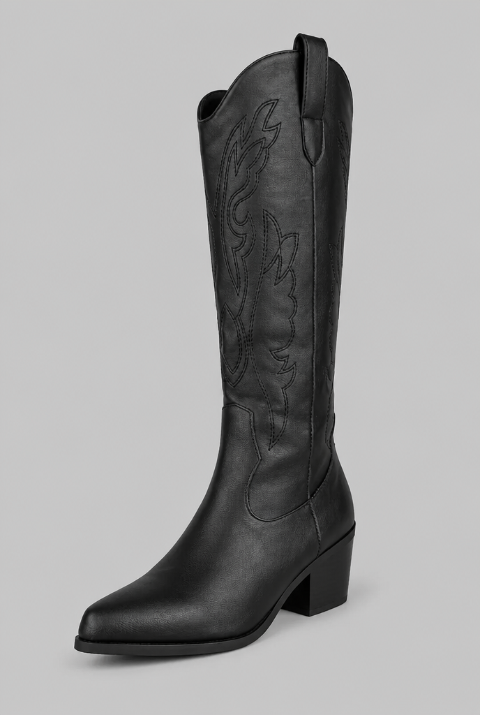 Botas Camperas Mujer Altas Bordado Integral Punta Fina