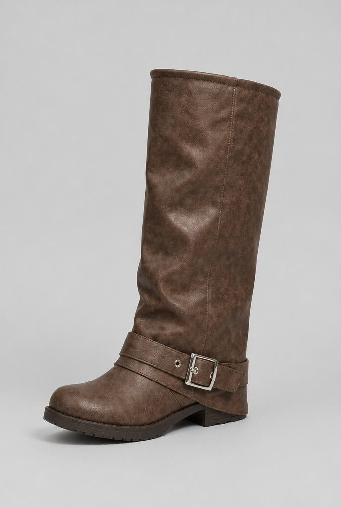 Botas Mujer Slouchy con Hebilla Efecto Piel Suela Track