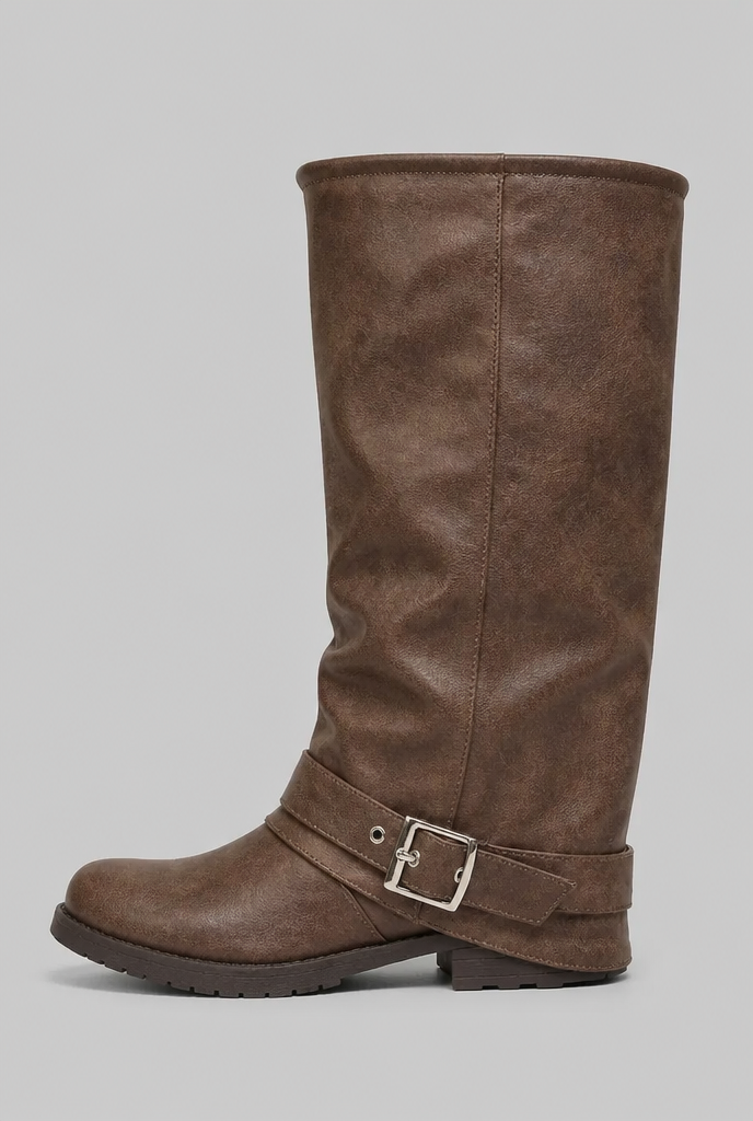 Botas Mujer Slouchy con Hebilla Efecto Piel Suela Track