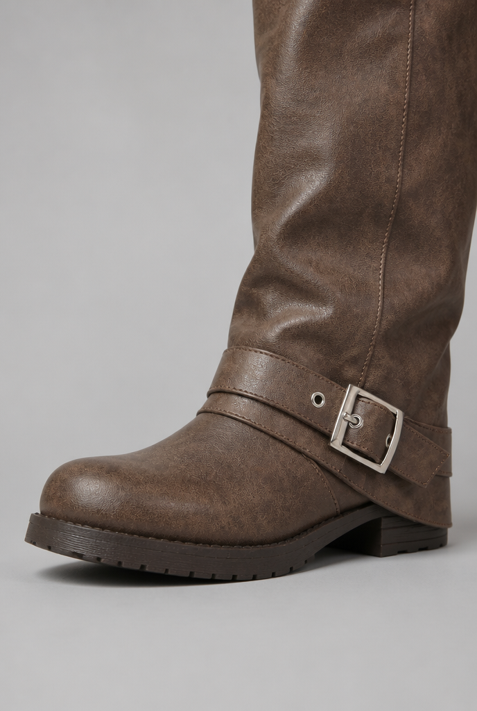 Botas Mujer Slouchy con Hebilla Efecto Piel Suela Track