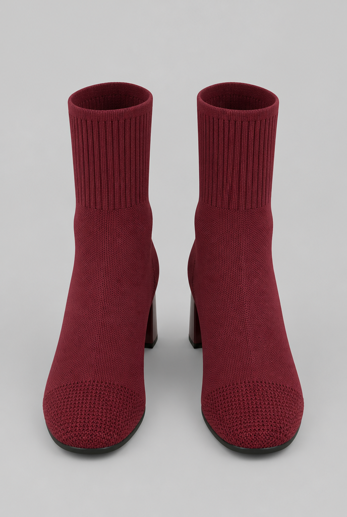 Botas Calcetín Mujer de Punto Tacón Ancho Charol