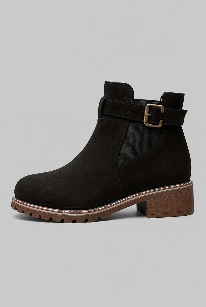 Botines Mujer de Ante con Hebilla Suela Track