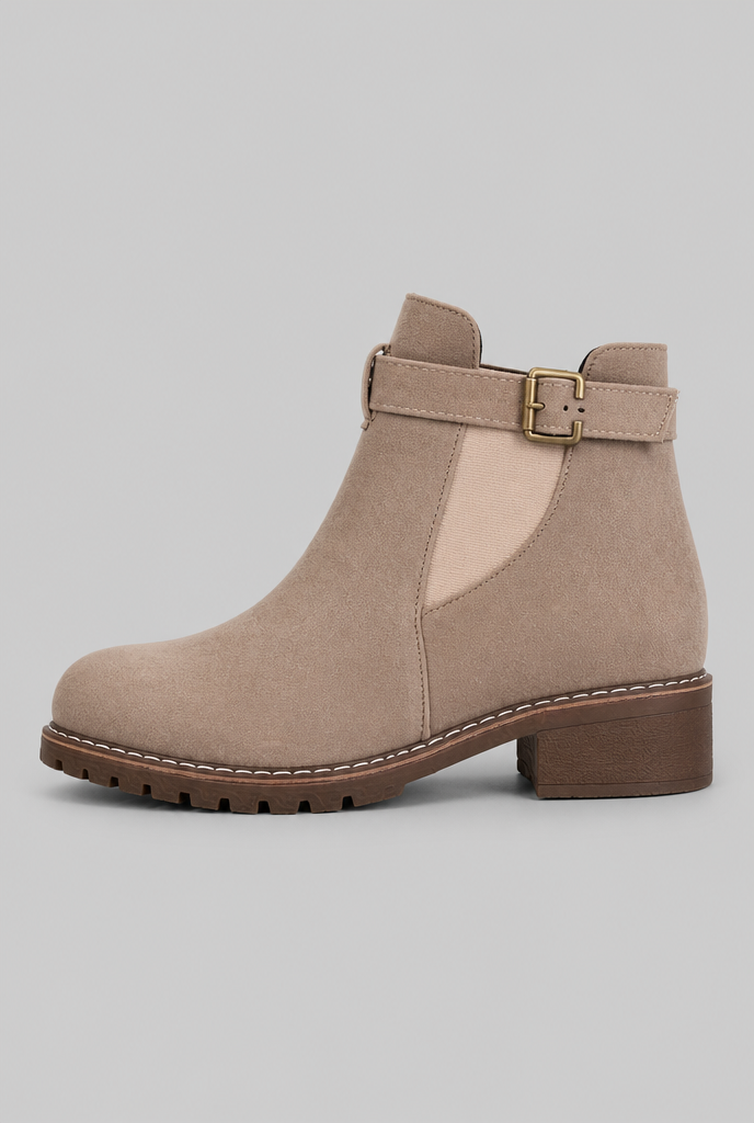 Botines Mujer de Ante con Hebilla Suela Track