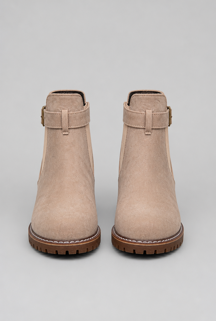 Botines Mujer de Ante con Hebilla Suela Track