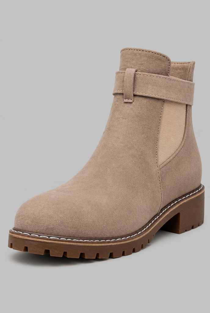 Botines Mujer de Ante con Hebilla Suela Track