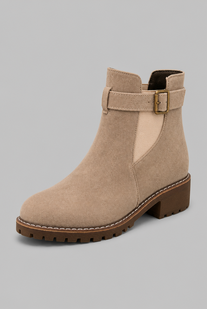 Botines Mujer de Ante con Hebilla Suela Track