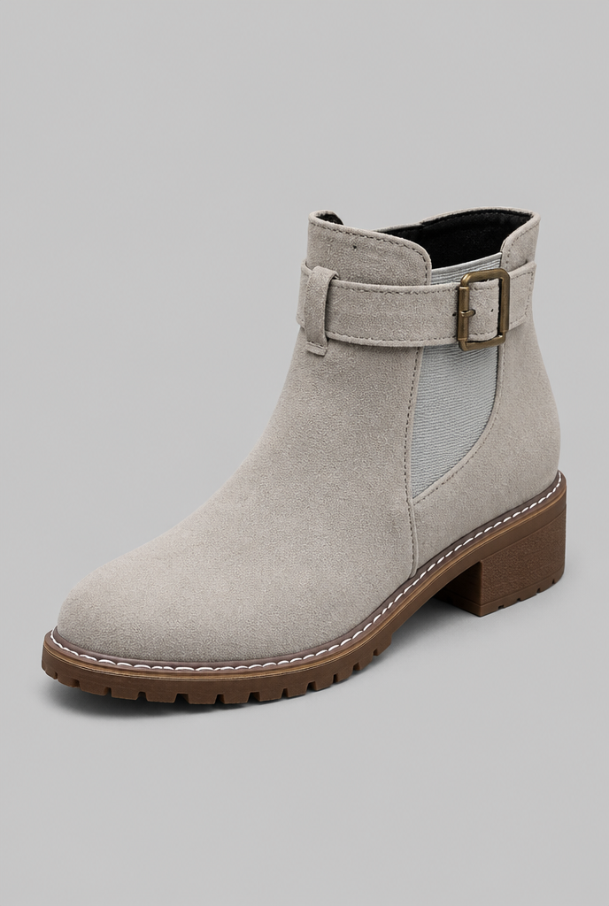 Botines Mujer de Ante con Hebilla Suela Track