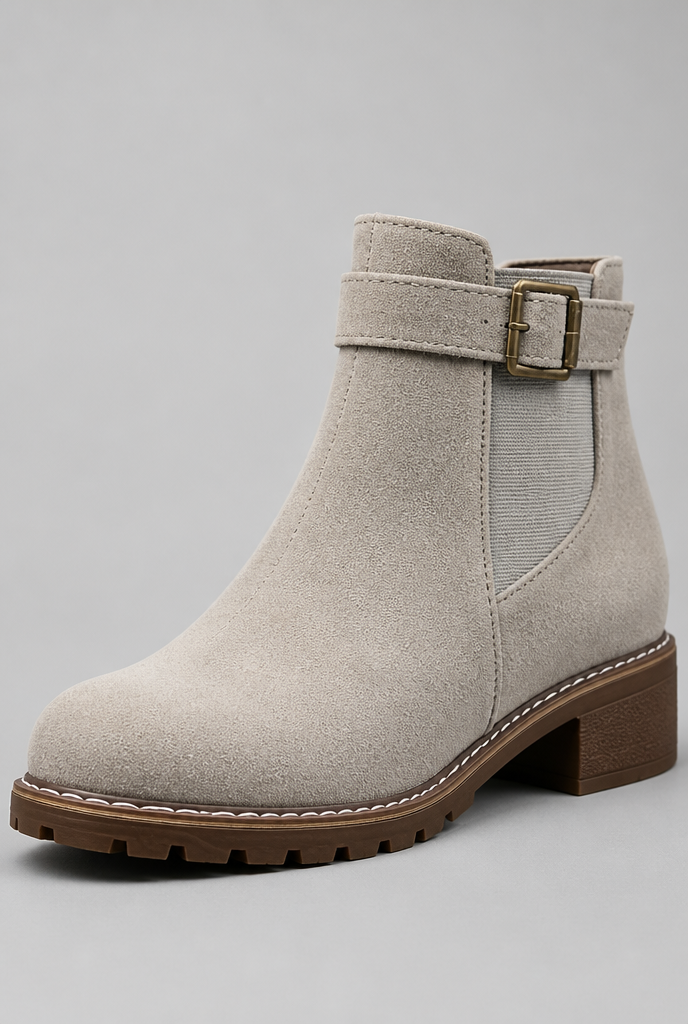 Botines Mujer de Ante con Hebilla Suela Track