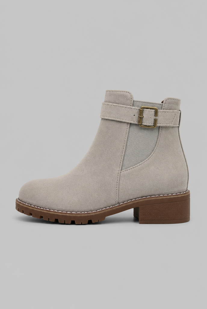 Botines Mujer de Ante con Hebilla Suela Track