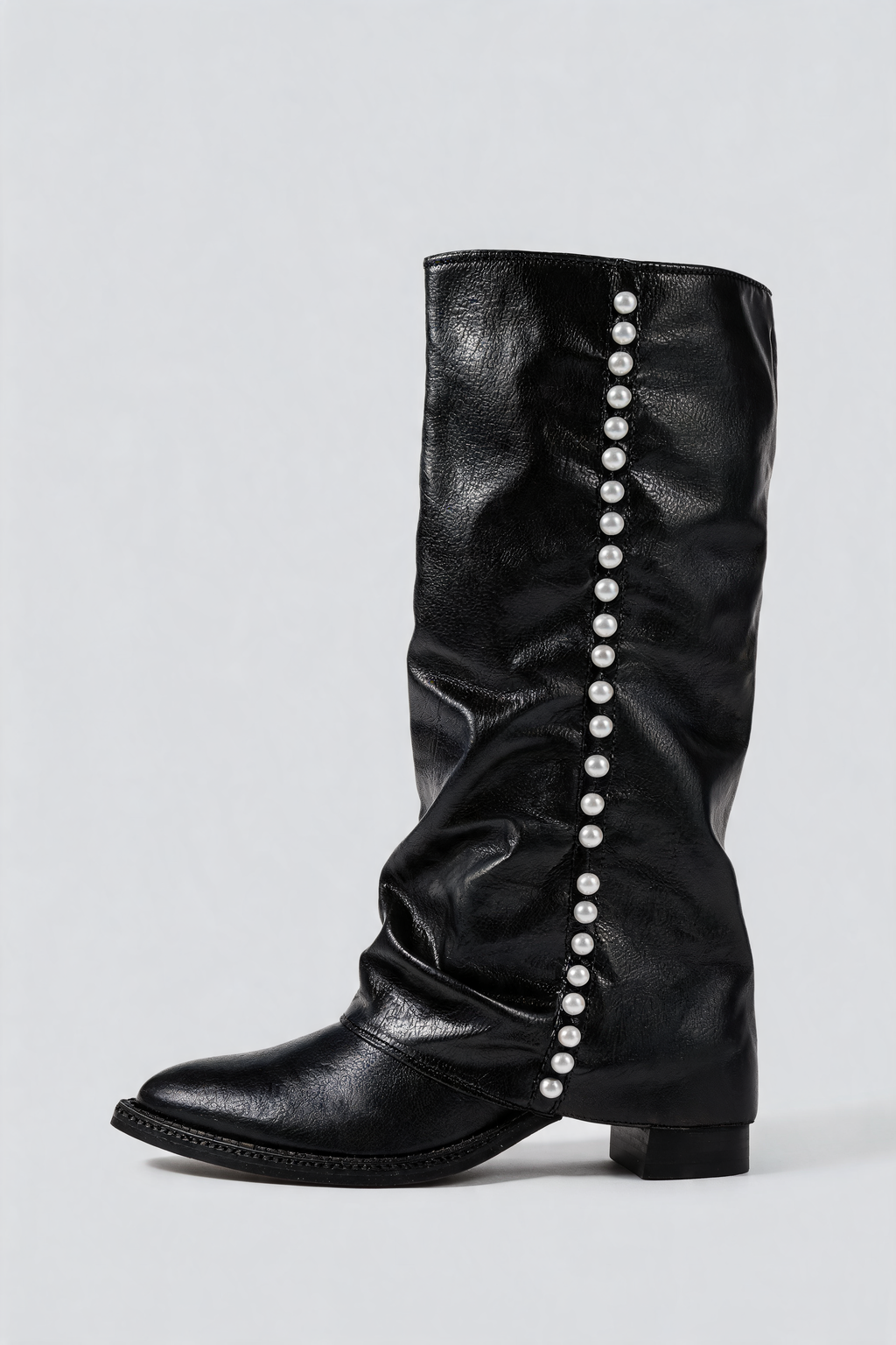 Botas Mujer Altas Efecto Piel con Perlas Estilo Slouchy