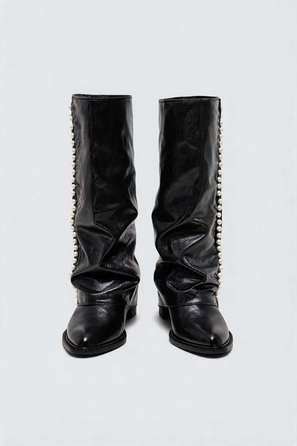 Botas Mujer Altas Efecto Piel con Perlas Estilo Slouchy