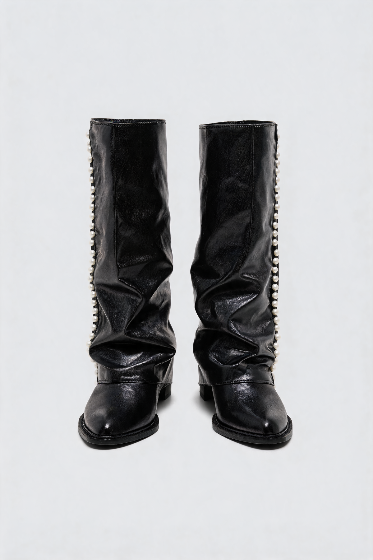 Botas Mujer Altas Efecto Piel con Perlas Estilo Slouchy