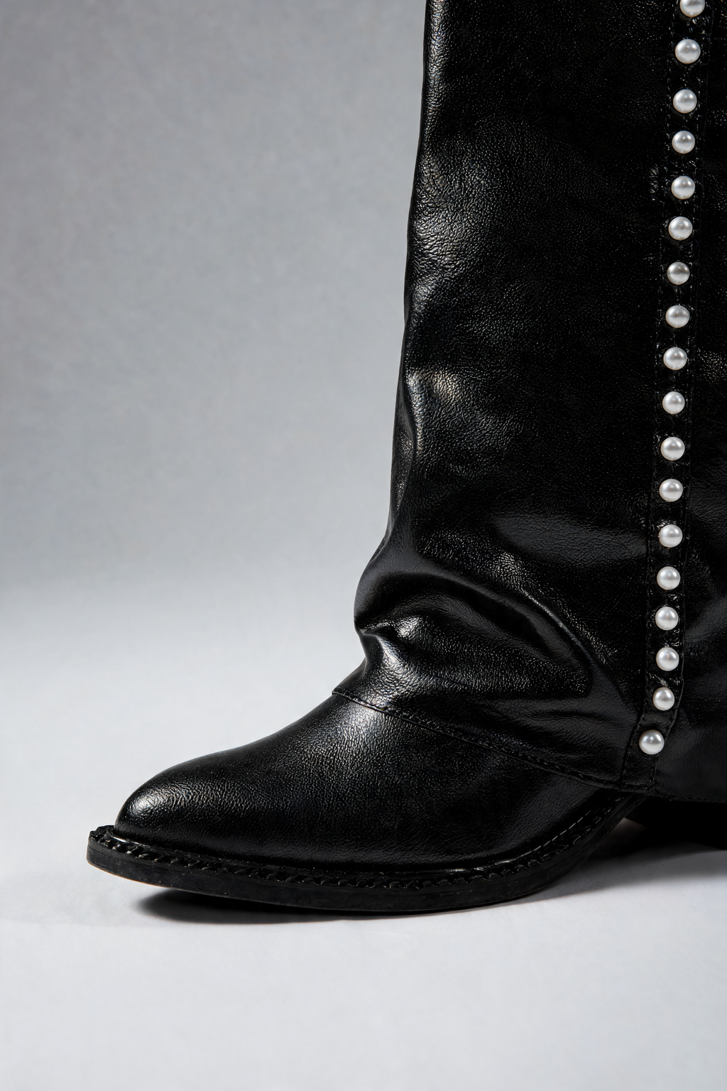 Botas Mujer Altas Efecto Piel con Perlas Estilo Slouchy