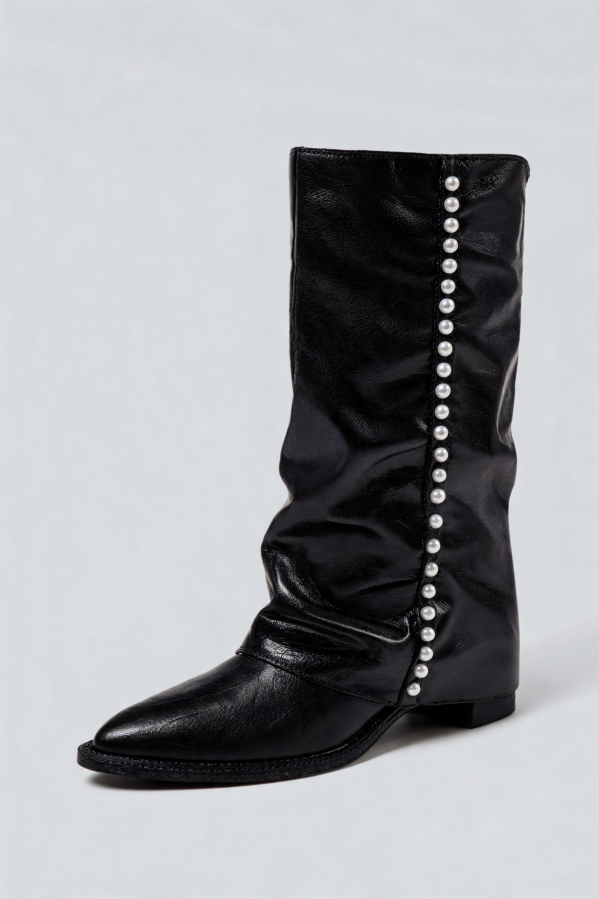 Botas Mujer Altas Efecto Piel con Perlas Estilo Slouchy