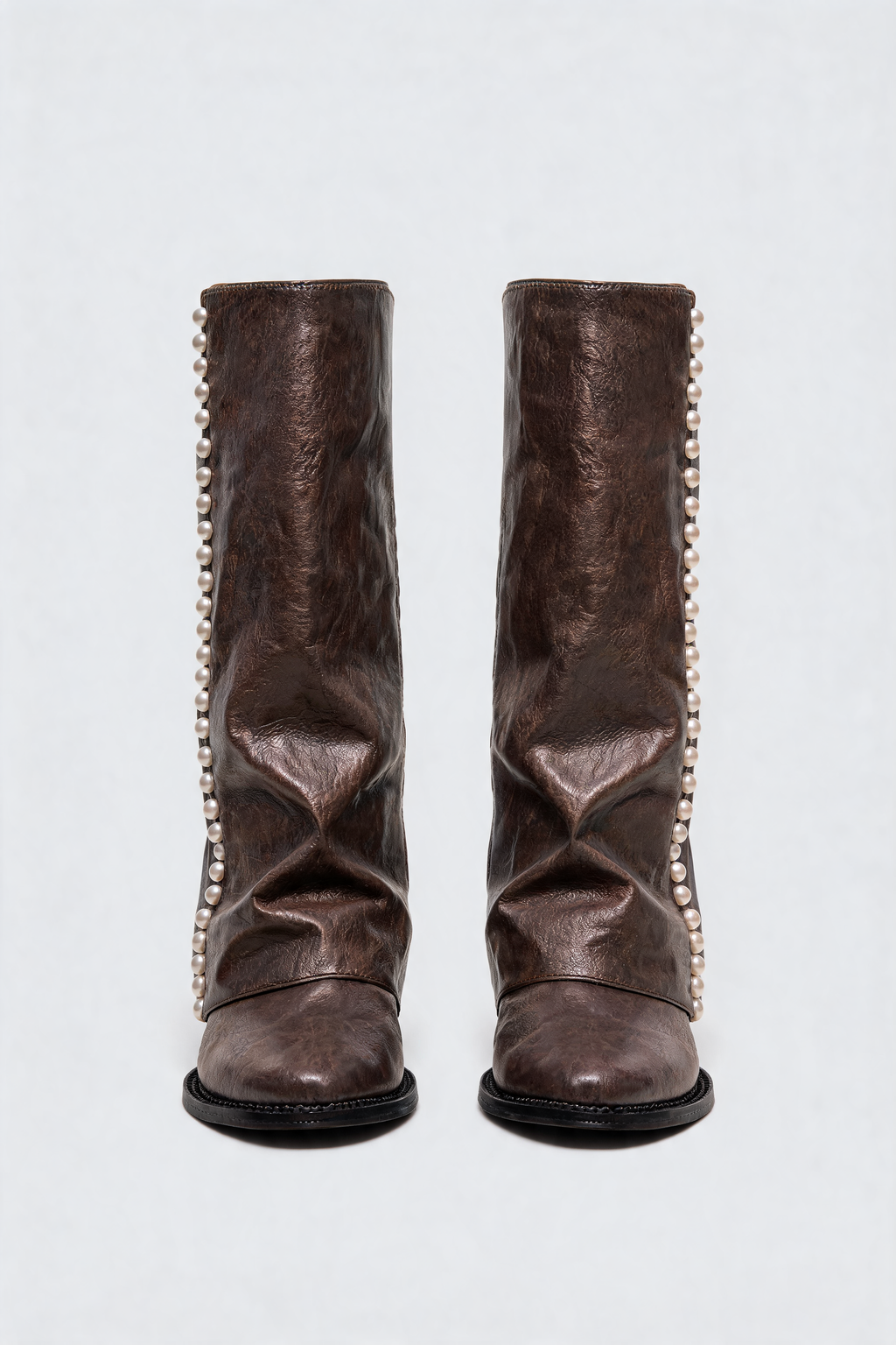 Botas Mujer Altas Efecto Piel con Perlas Estilo Slouchy