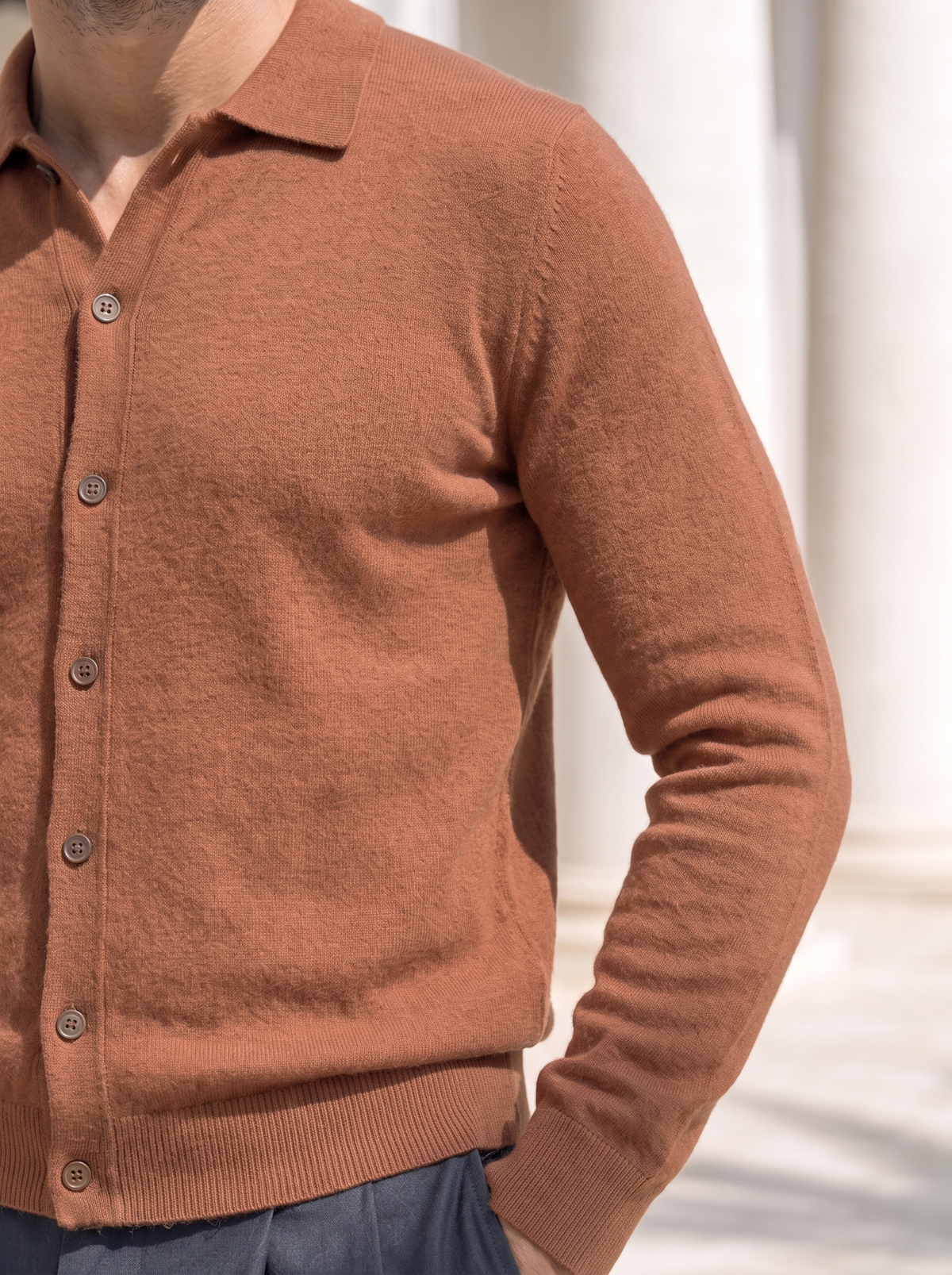 Cardigan de Polo 100% Cachemira - Cross & Crown