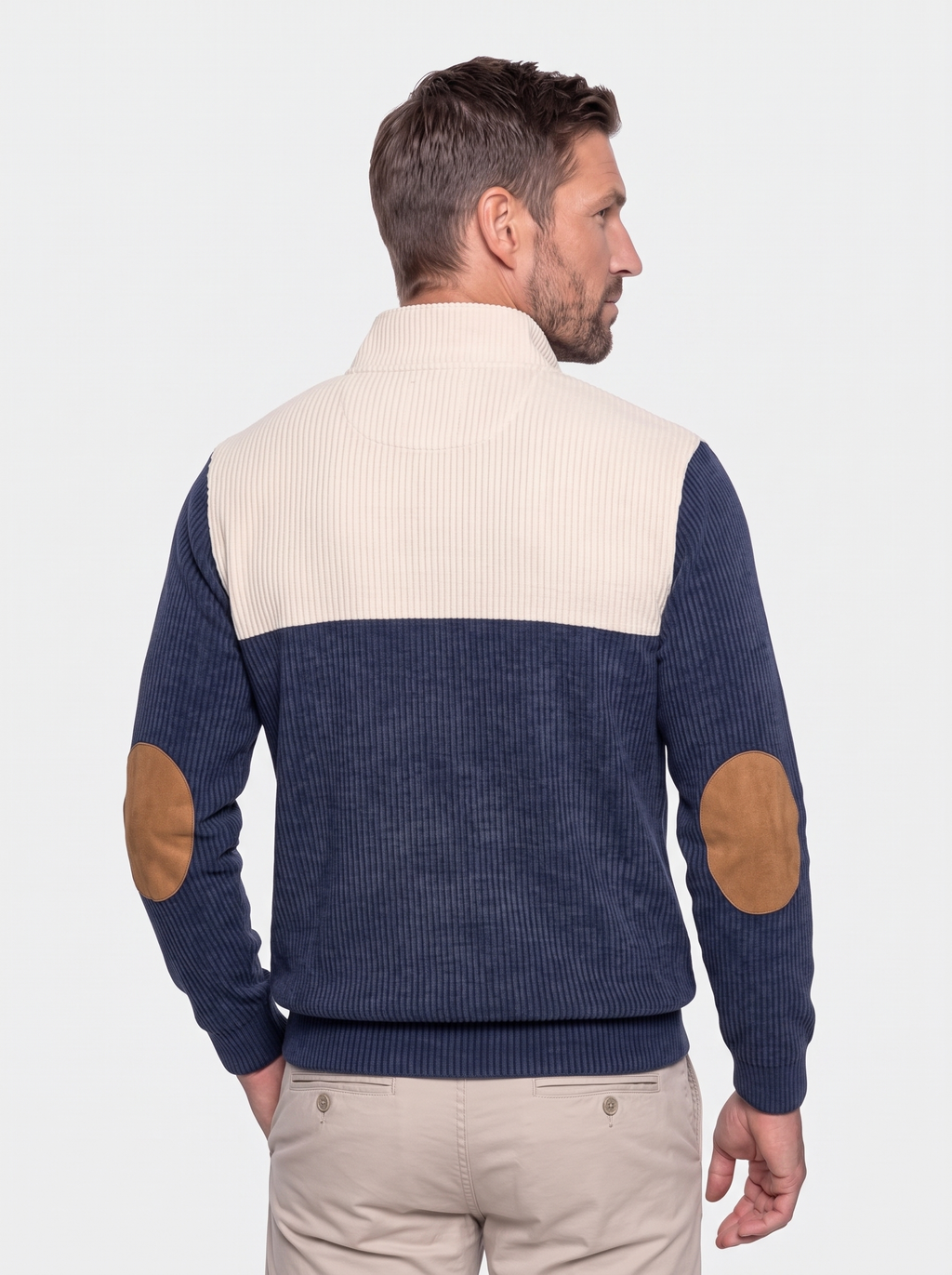 Suéter Retro de Pana con Cuello Alto - Cross & Crown
