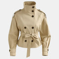 Gabardina Corta Mujer Premium – Trench Elegante con Cinturón Ajustable