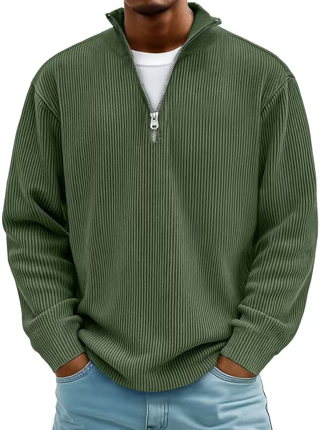 Sudadera Hombre de Punto Canalé con Media Cremallera Rojo