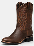 Botas Cowboy Mujer Piel Marrón Bordadas