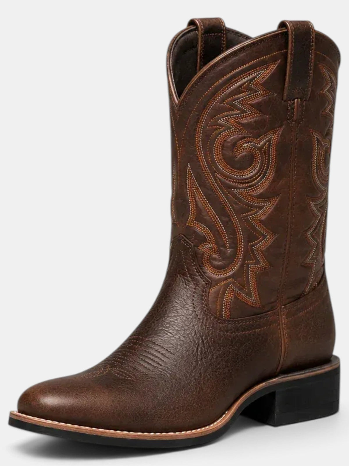 Botas Cowboy Mujer Piel Marrón Bordadas