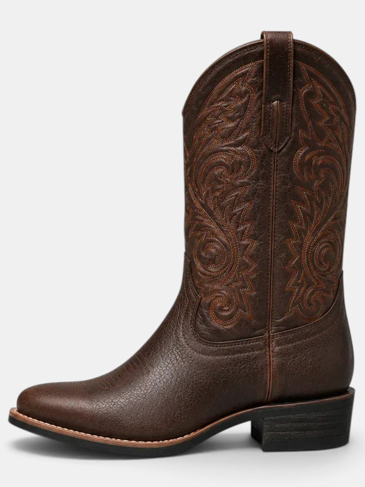 Botas Cowboy Mujer Piel Marrón Bordadas