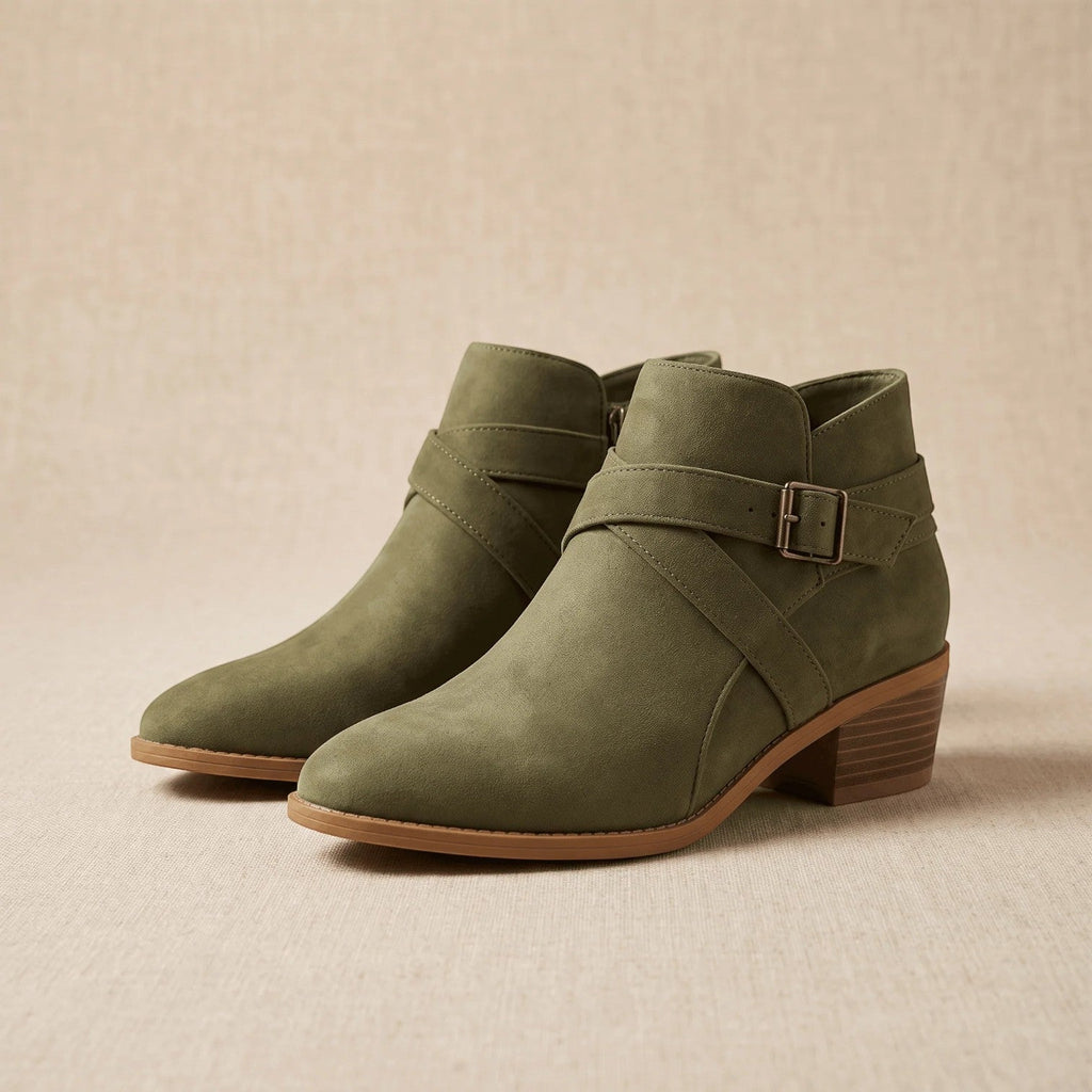 Botines Mujer Ante Tacón Bloque