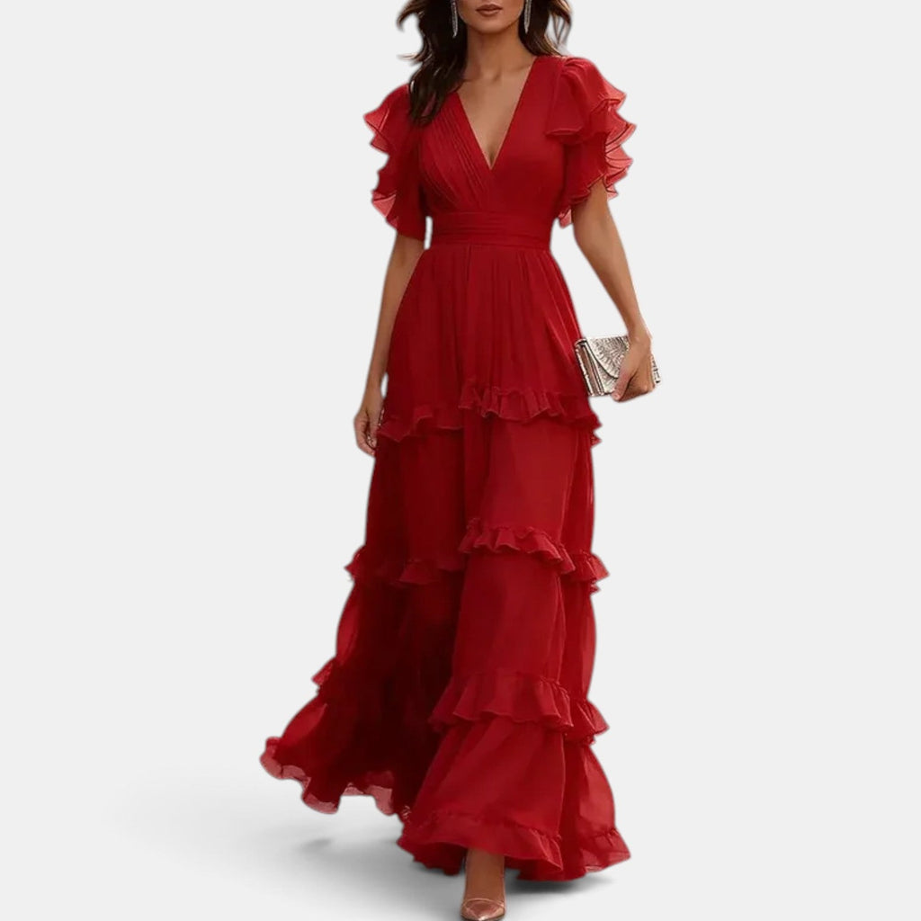 Vestido Invitada de Boda Largo Verano con Volantes