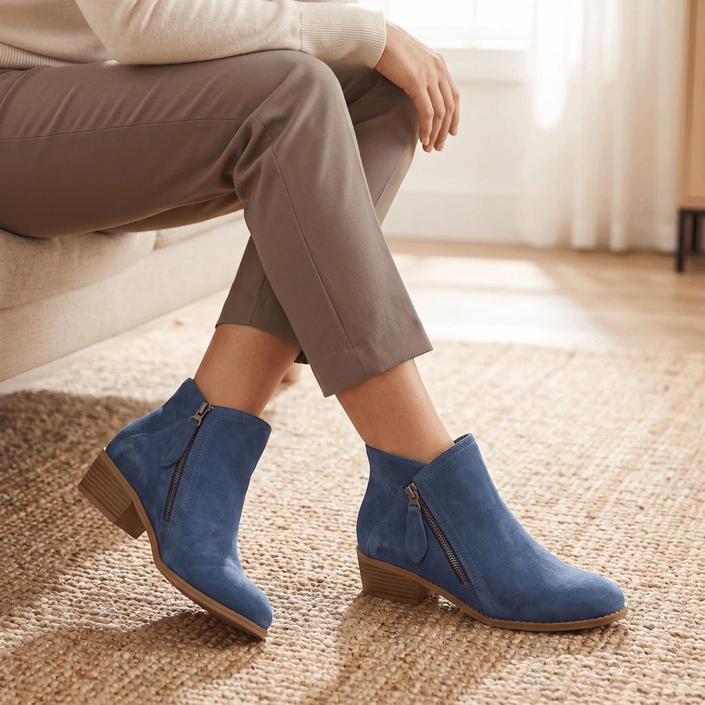 Botines Mujer Ante Tacón Bloque