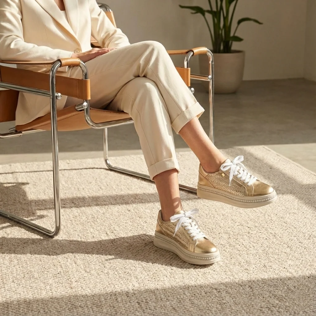 Zapatillas Mujer Plataforma Perlas Cremallera