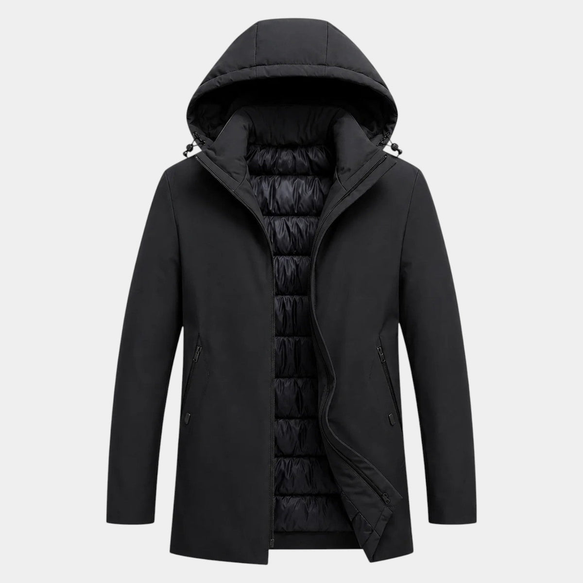 Parka Hombre con Capucha y Forro Acolchado Largo Medio